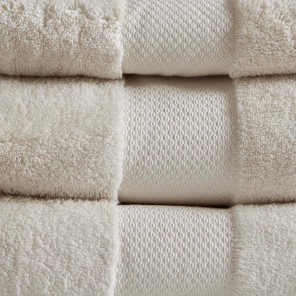 6-Piece Natural Towel Set, 2 Bath Towels, 2 Hand Towels, and