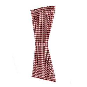 Buffalo Check 54 in. W x 72 in. L Polyester/Cotton Light Filtering Door Panel and Tieback in Burgundy