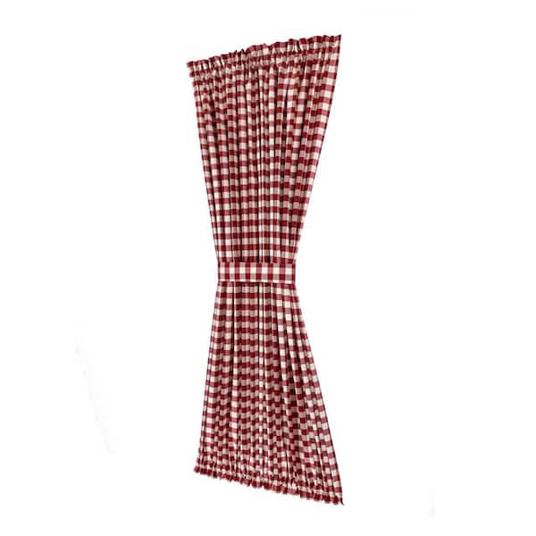 ACHIM Buffalo Check 54 in. W x 72 in. L Polyester/Cotton Light Filtering Door Panel and Tieback in Burgundy