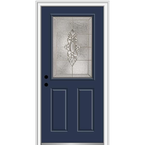 MMI Door 32 in. x 80 in. Heirlooms Right-Hand Inswing 1/2-Lite Decorative 2-Panel Painted Steel Prehung Front Door