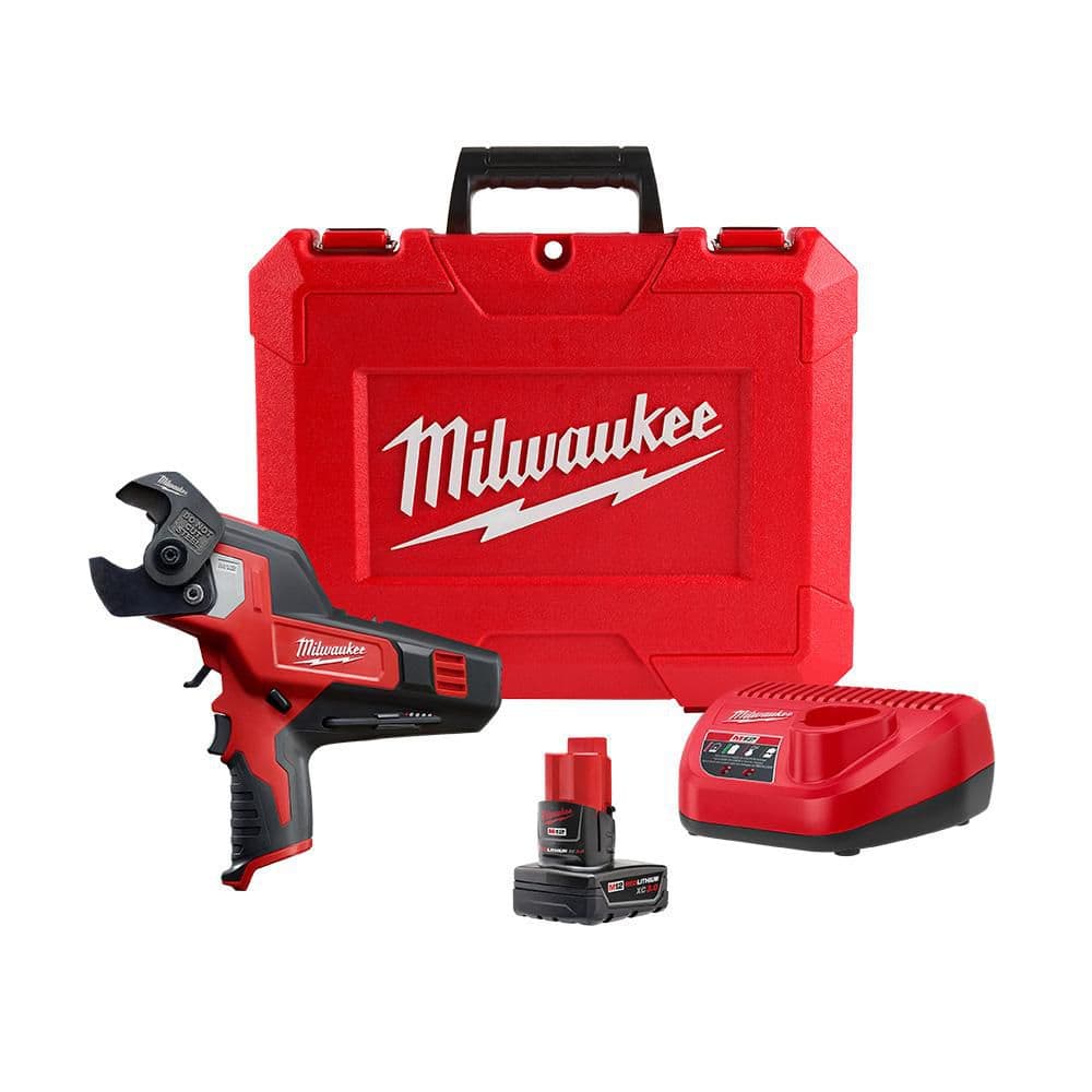 M12 12V Lithium-Ion Cordless 600 MCM Cable Cutter Kit with One 3.0Ah Battery, Charger and Hard Case