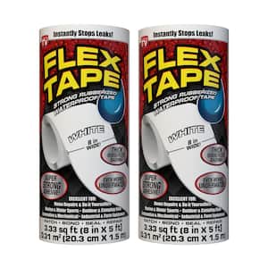 Flex Tape White 8 in. x 5 ft. Strong Rubberized Waterproof Tape (2-Pack)