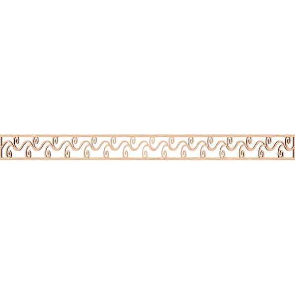 Ekena Millwork Tilden Fretwork 0.375 in. D x 46.375 in. W x 4 in. L Red Oak Wood Panel Moulding