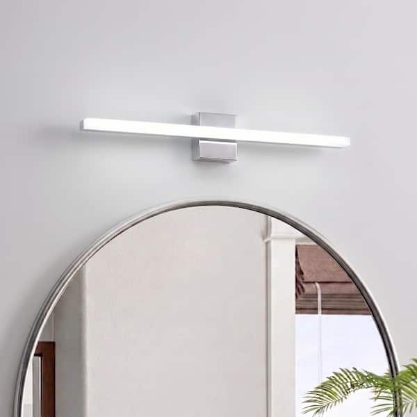 24 in. 1-Light Chrome LED Vanity Light Bar with Integrated 12-Watt 6500K Cool White