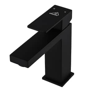 Single Handle Single Hole Bathroom Faucet in Matte Black