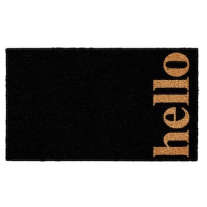 Vertical Hello Doormat, Black/Natural, 17" x 29"