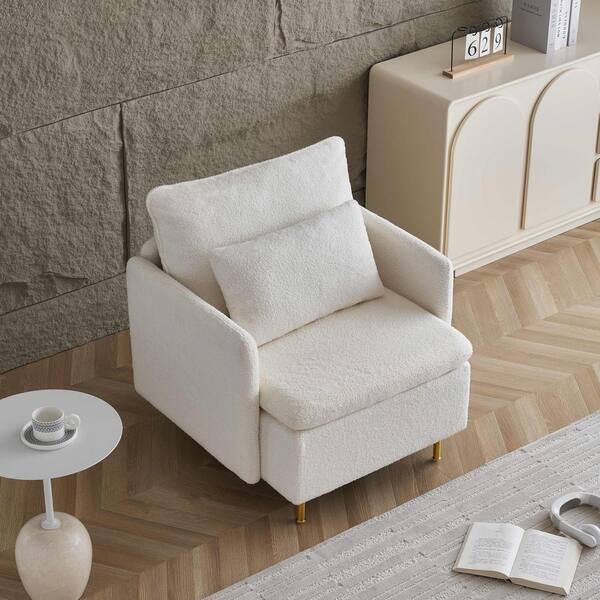 Macy Accent Sherpa Boucle Lounge Armchair - White – Factory Buys