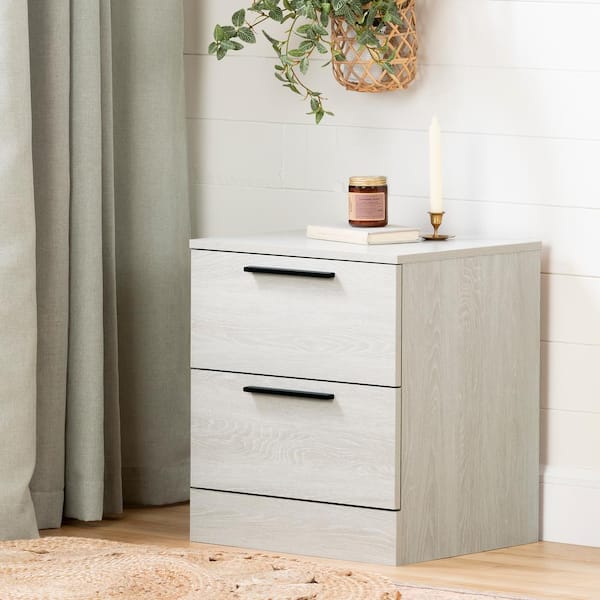 South Shore Step One Essential 2-Drawer Winter Oak Nightstand 22.5 in X 19.5 in X 17 in