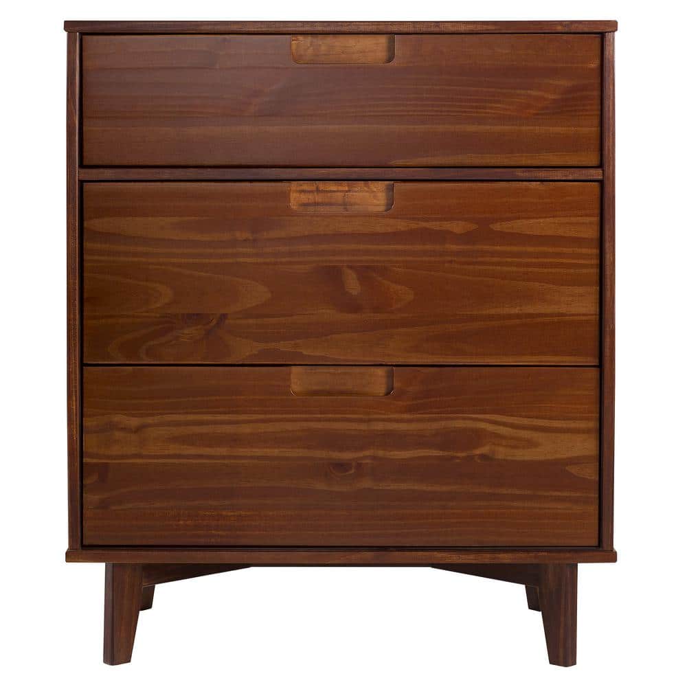 Walker Edison Furniture Company Sloane 3-Drawer Walnut Mid-Century Modern Solid Wood Dresser, Brown -  HDR3DSLDRWT