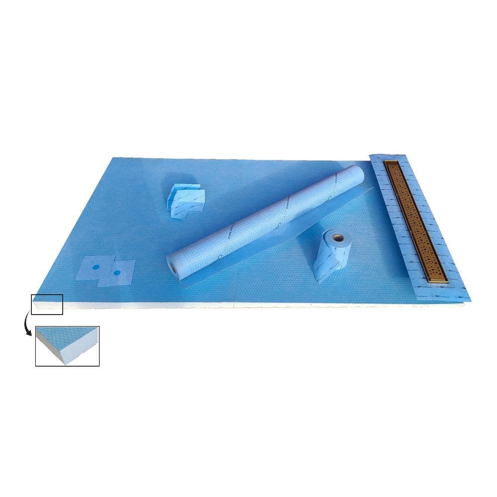 60 in.L x 36 in.W x 96 in.H 3 Pcs Alcove Linear Shower Kit, Glue Up Shower Wall Membrane & Pan with 24 in Gold End Drain price history on PriceWatchPro