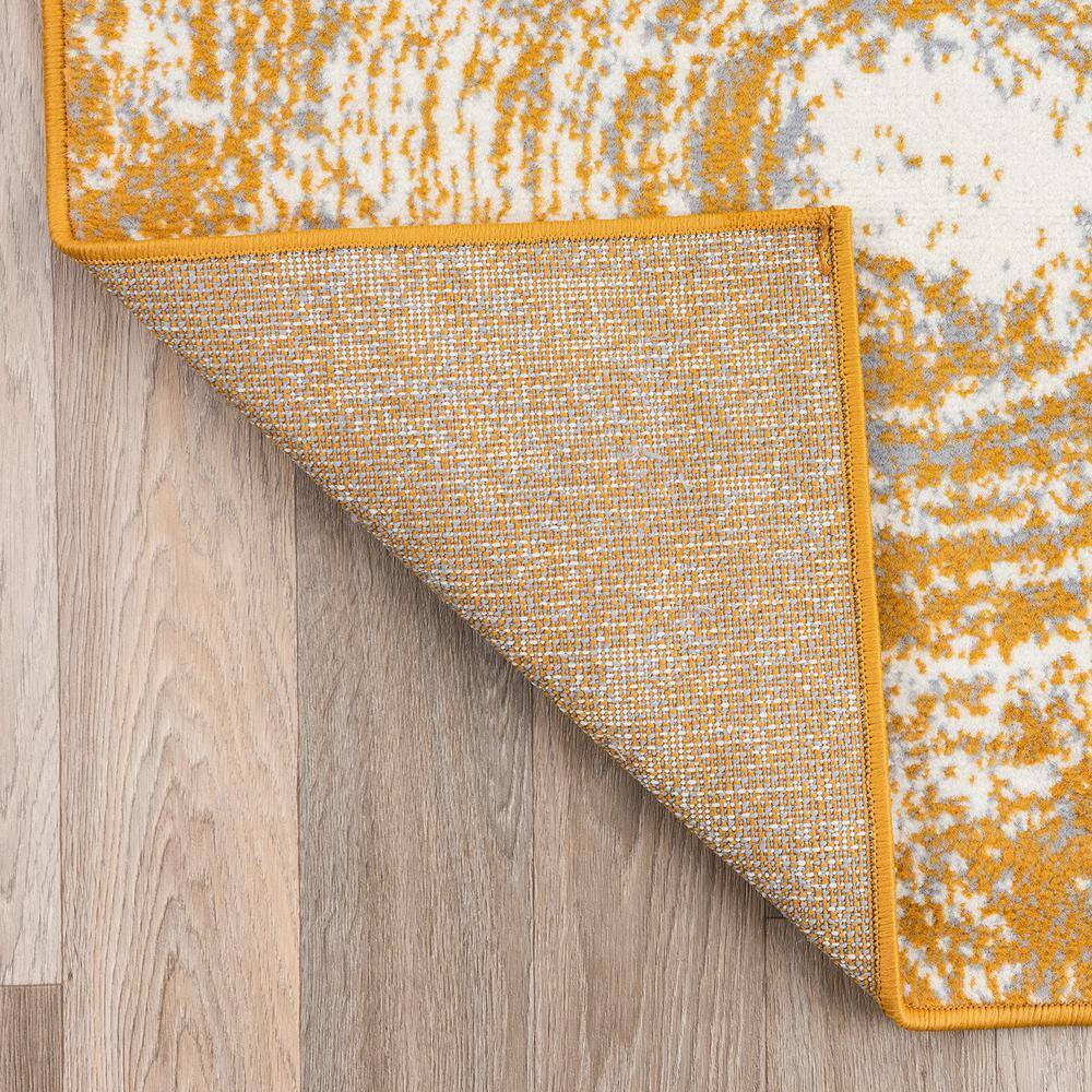 Yellow and Gray 5' x 7' Reversible Synthetic Area Rug