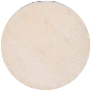 Paris Shag Ivory 3 ft. x 3 ft. Round Solid Area Rug