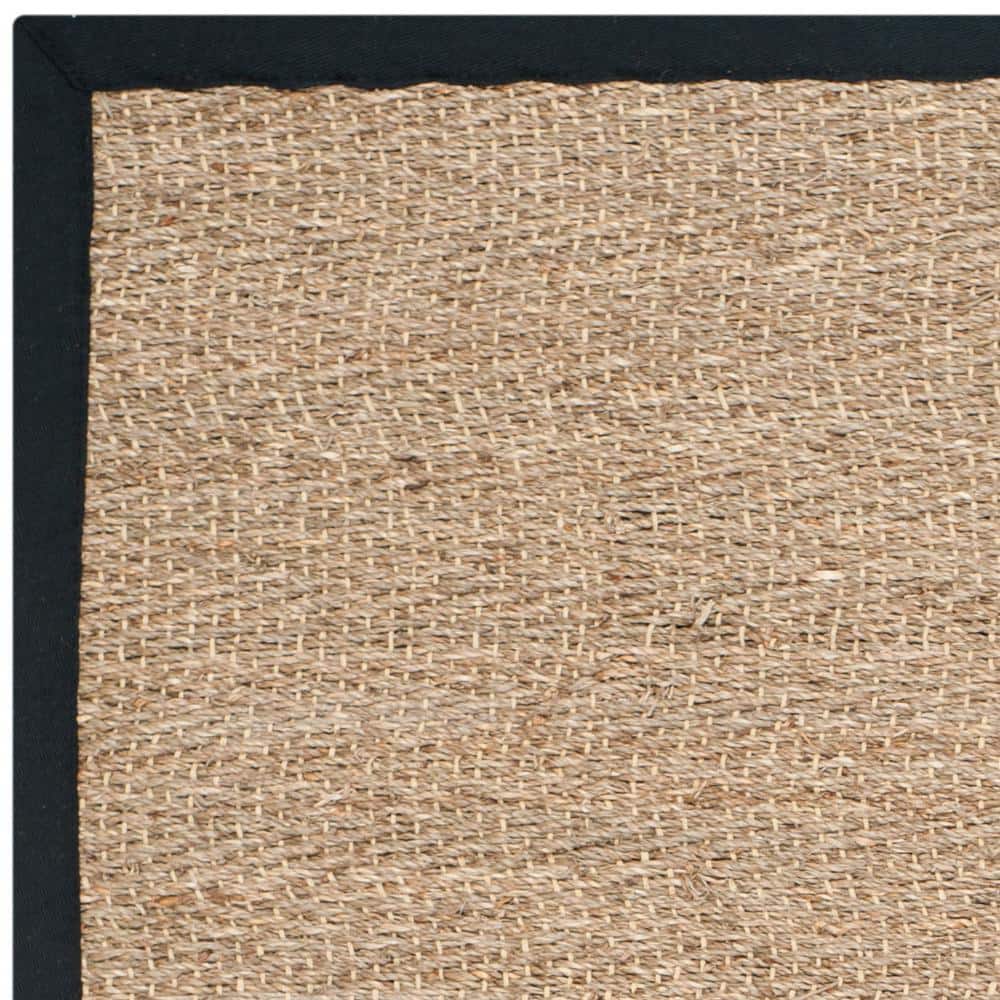 Natural and Black Hand-Knotted Cotton Area Rug 4' x 6'