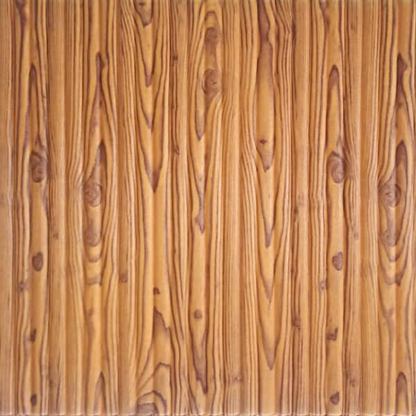 Dundee Deco Falkirk Jura II 28 in. x 28 in. Peel and Stick Brown, Orange Faux Wood PE Foam Decorative Wall Paneling (5-Pack)