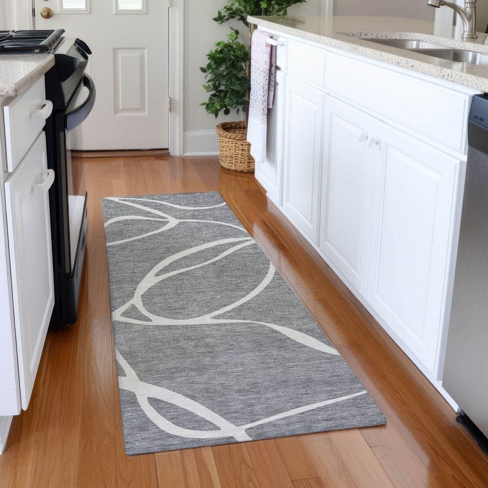 Mayfield Premium Machine Washable Abstract AMF999 Gray 2 ft. 3 in. x 7 ft. 6 in. Runner Rug price history on PriceWatchPro