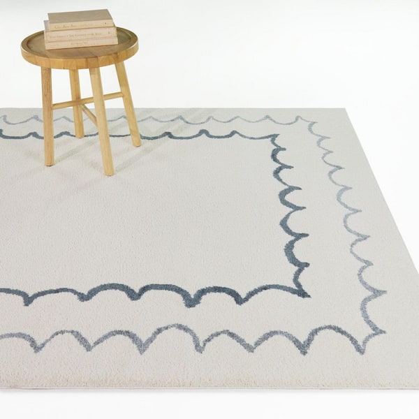Seraphina Blue 5 ft. x 7 ft. Modern Scallop Area Rug