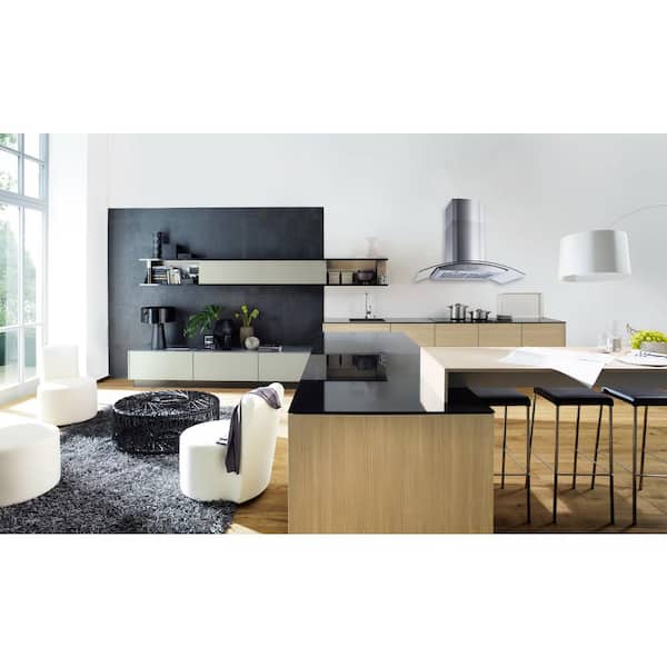 36 in. Convertible Wall Mount Range Hood in Stainless Steel/Glass with Baffle and Charcoal Filters