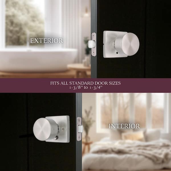 Ridgeway Satin Nickel Privacy Bed/Bath Door Knob with Square Rose