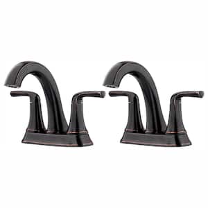 Ladera 4 in. Centerset 2-Handle Bathroom Faucet in Tuscan Bronze(2-Pack)