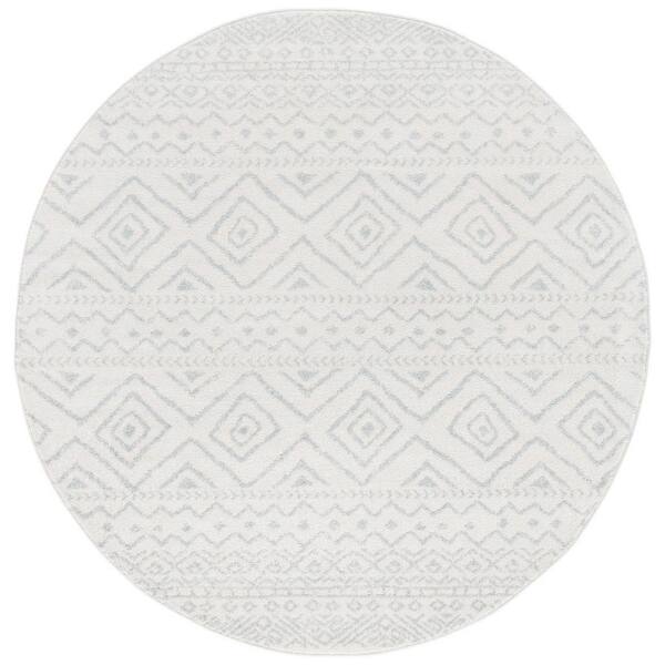 SAFAVIEH Tulum Ivory/Light Gray 7 ft. x 7 ft. Round Geometric Diamonds