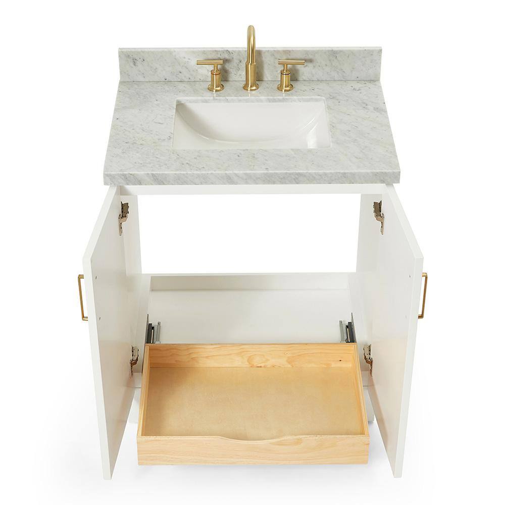 Ariel White Marble Top Single Sink Vanity