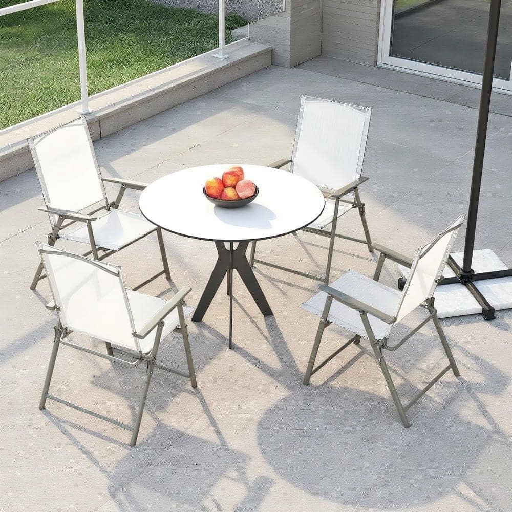 4 White Folding Patio Chairs Built With Rust-Proof Metal Frame price history on PriceWatchPro