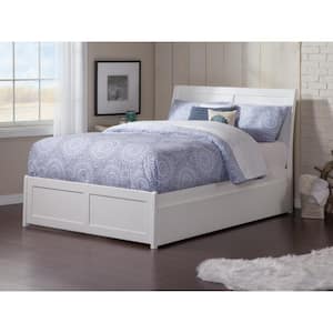 Portland Full Platform Bed with Matching Foot Board with Full Size Urban Trundle Bed in White