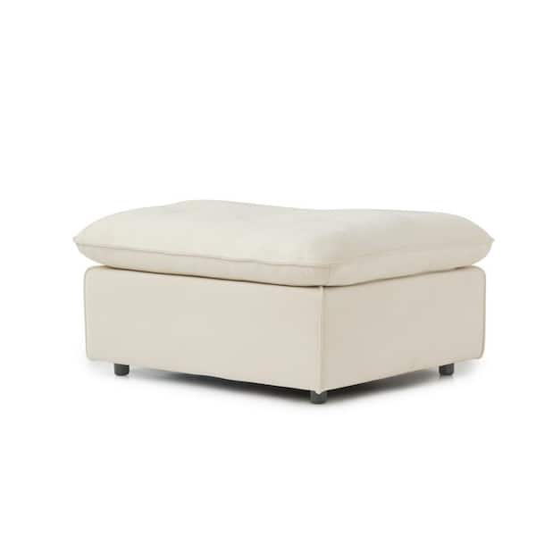 Miami 39 in. Modular Beige Frosted Velvet Ottoman for Living Room and Bed Room