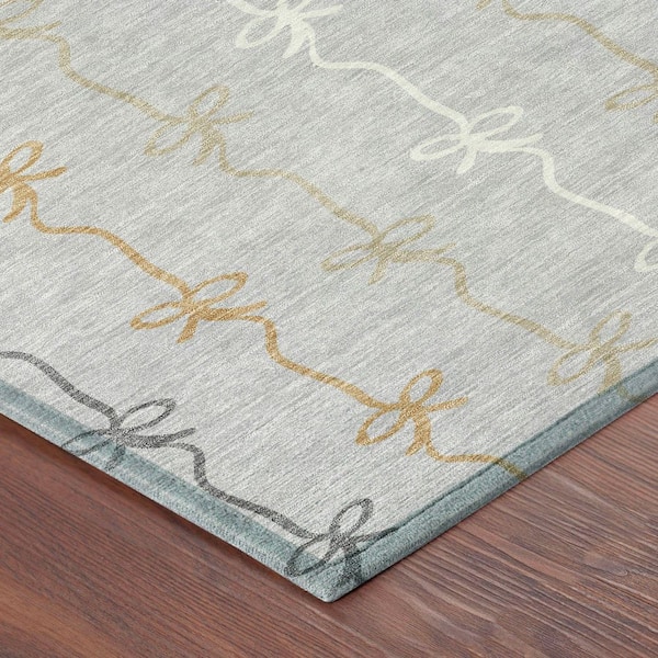 Chantille Machine Washable Indoor/Outdoor Abstract ACN2593 Silver 5 ft. x 7 ft. 6 in. Area Rug
