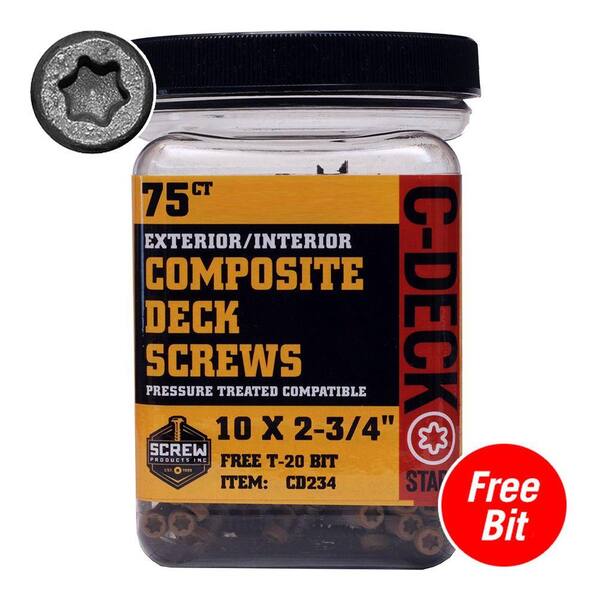 Screw Products CD234FT75 #10x2-3/4" Composite Deck Screws Flint 75 pack 