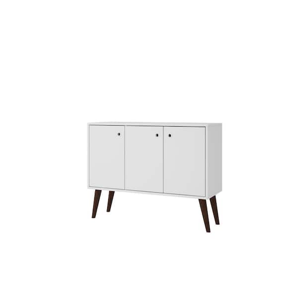 Manhattan Comfort 35.43 in. Bromma White Buffet Stand with 3-Shelves and 3-Doors