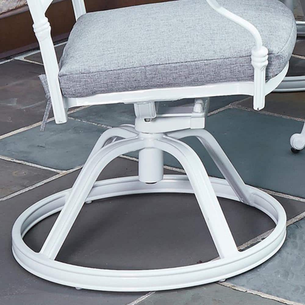 Rustic Refinement White Cast Aluminum Outdoor Chair with Cushions