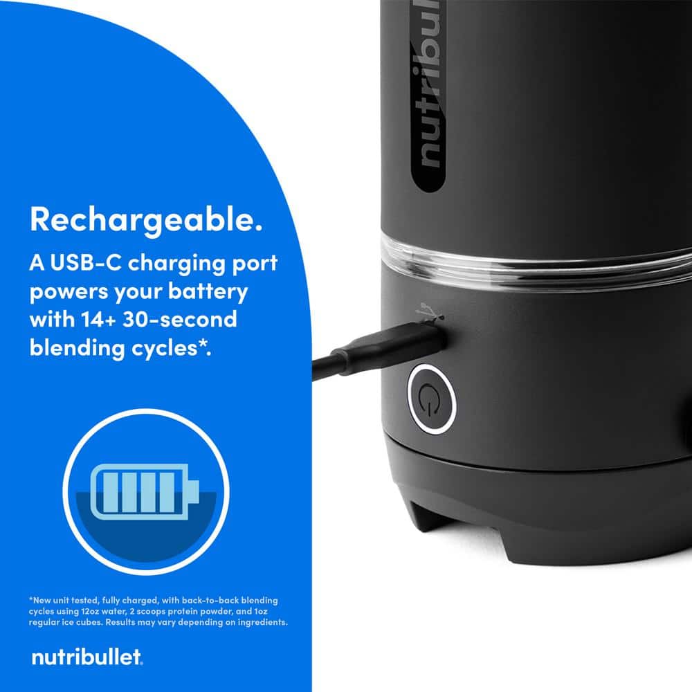 Black and Clear Cordless Portable Blender with Tritan Cup