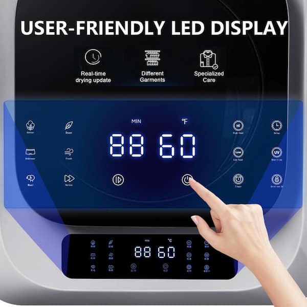 cadeninc 1.3 cu. ft.Ventless Portable Mini Electric Tumble Cloth Dryer with  Digital Touch Panel,Glass Door,UV Sterilizaiton,White Yea-LQD0-9IT - The  Home Depot