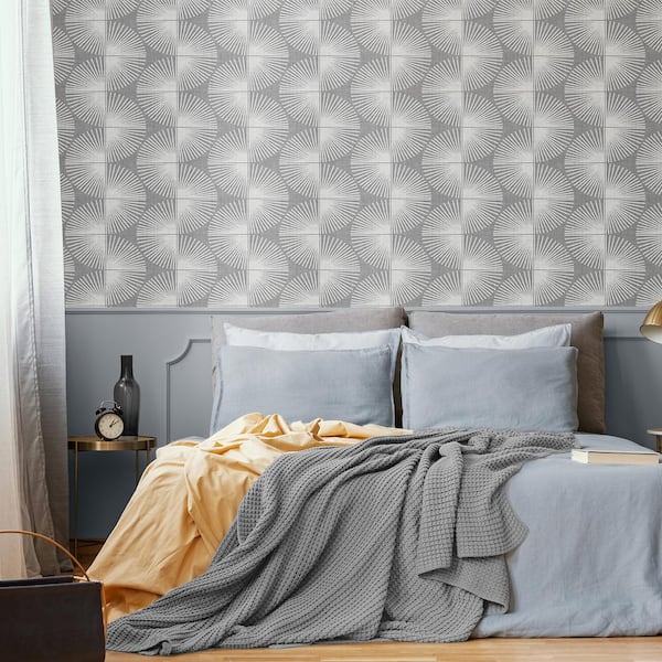 Fluted Geo Smoke Peel and Stick Wallpaper
