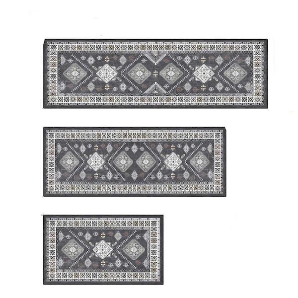 Siavonce 20 in. x 60 in. Set of 3 Kitchen Rugs with Runners Non-slip Kitchen Rugs and Pads, Indoor Washable Mats, Multicolor