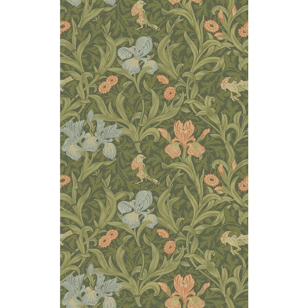 A-Street Prints Iris Green Wild Gardens Wallpaper Sample