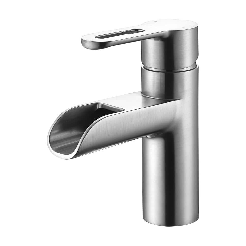 Brushed Nickel Modern Single Handle Waterfall Bathroom Faucet