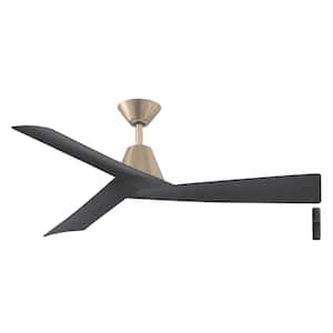 Easton 52 in. Indoor/Outdoor Brushed Gold with Matte Black Blades Ceiling Fan with Remote Included
