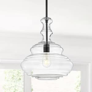 Bettina 13.37 in. 1-Light Oil Rubbed Bronze/Clear Glass/Metal LED Pendant