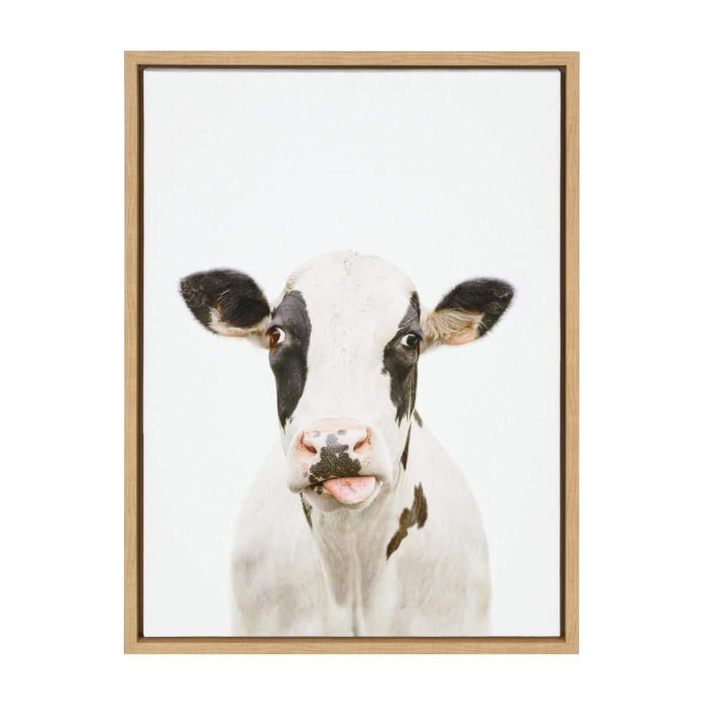 Natural Framed Holstein Cow Canvas Print, 18" x 24"