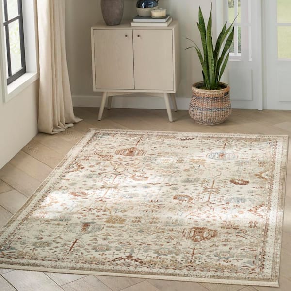 Pardis Ivory Rust 5 ft. x 7 ft. Floral Traditional Area Rug