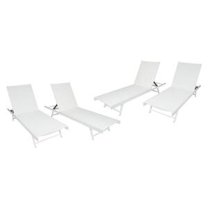 Salton White Metal Adjustable Outdoor Chaise Lounges (Set of 4)