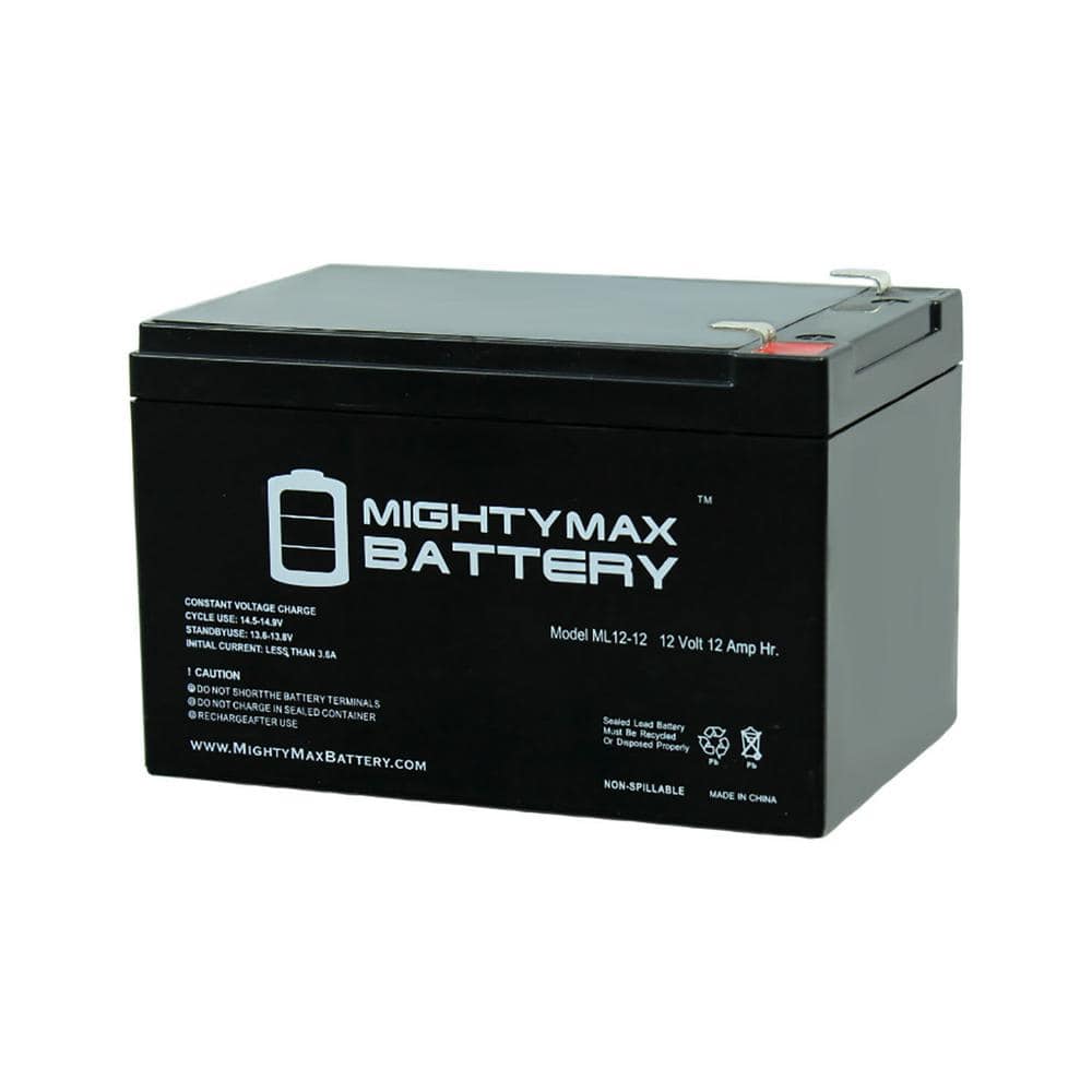 MIGHTY MAX BATTERY 12-Volt 12 Ah Sealed Lead Acid (SLA) Rechargeable  Battery ML12-12F2 - The Home Depot