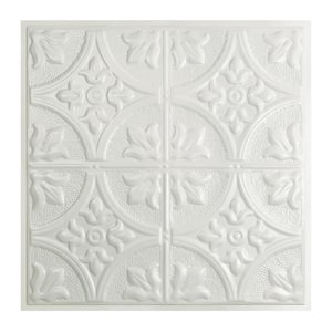 Jamestown 2 ft. x 2 ft. Lay-in Tin Ceiling Tile in Gloss White (20 sq. ft. / case of 5)