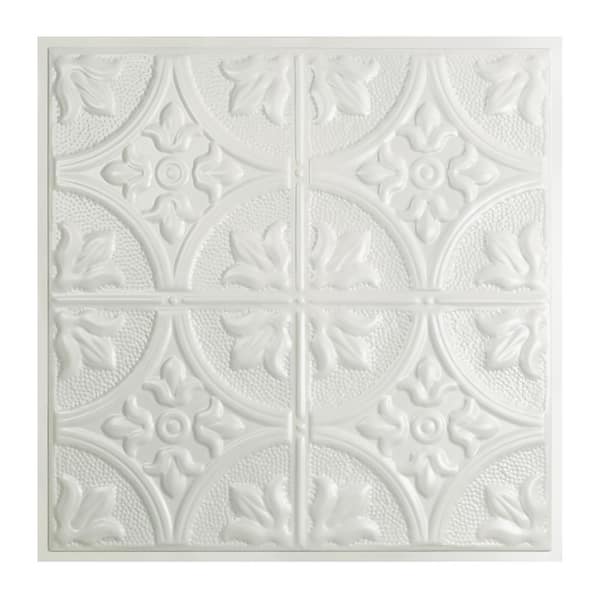 Great Lakes Tin Jamestown 2 ft. x 2 ft. Lay-in Tin Ceiling Tile in Gloss White (20 sq. ft. / case of 5)