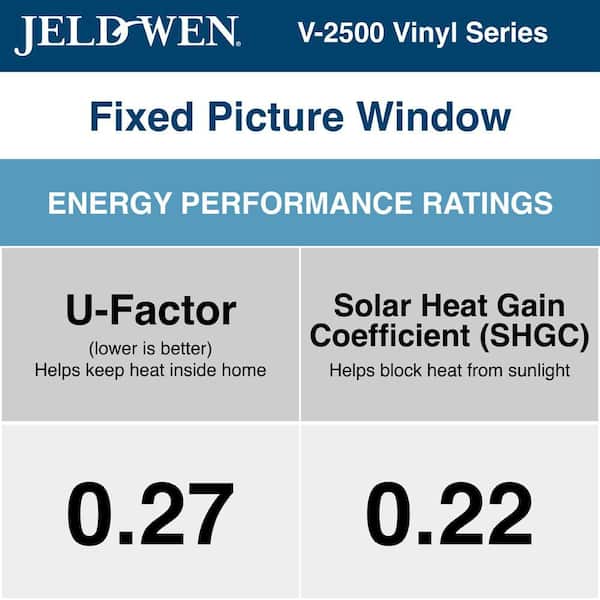 48 in. x 48 in. V-2500 Series Bronze Exterior/White Interior FiniShield Vinyl Fixed Picture Window, Colonial Grid/Grille