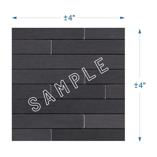 SpeedTiles Take Home Sample Linox SB Black 4 in. x 4 in. Peel and Stick Wall Metal Mosaic Tile (0.11 sq.ft./Each)