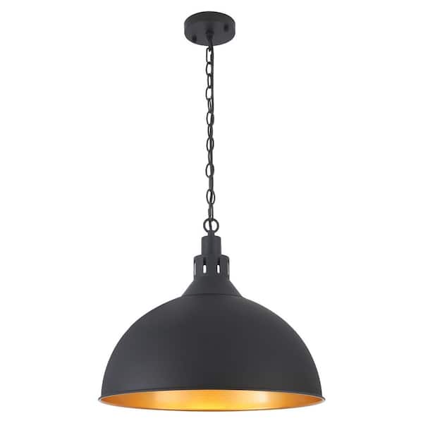 Madison 60 -Watt 1 Light Black Kitchen Island Industrial Large Dome Pendant Light with Metal Shade,No Bulbs Included