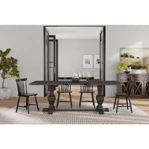Manchester Charcoal Wood 40 in Double Pedestal Dining Table Seats 6